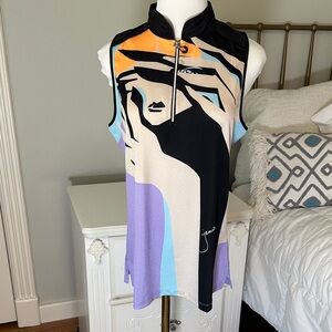 Jamie Sadock Women's Artistic Black and Purple Muscle Shirt Size M